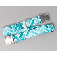 Mint Aquarell Fischgräten Hundehalsband, Chevron, Zick Zack, Männlich, Weiblich, Mädchen, Haustierhalsband Mit Metallschnalle, Welpe, Black Freitag von ZaleyDesigns