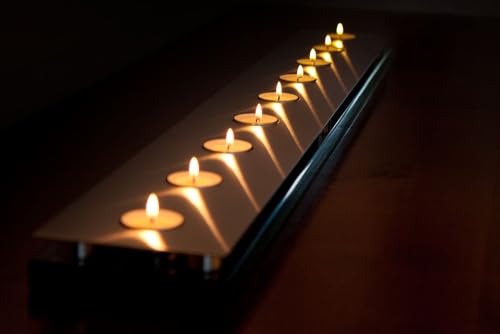 Zali Design Teelicht-Halter XXL 9019 Kerzenständer aus Edelstahl und Float-Glas für 9 Lichter von Zali