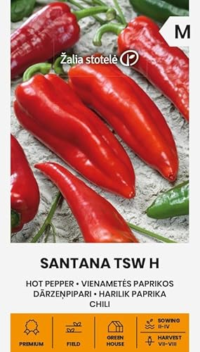 Zalia stotele | Chili - Santana TSW H samen | Gemüsesamen | Pflanze samen | Chilisamen | Mittelfrühe resistente Hybride | 1 Pack von Žalia stotelė