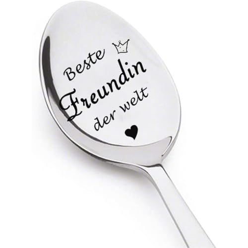 Edelstahl Löffel mit Gravur Beste Freundin der welt, Geburtstags Geschenk für Freundin, Kaffee Dessert Löffel Personalisiertes Geschenk für Freundin, Schwester von Zalingo