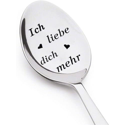 Edelstahl Löffel mit Gravur Ich liebe dich mehr, Geburtstags Geschenk für Frauen, Kaffee Dessert Löffel Personalisiertes Geschenk für Freundin, Frau, Tochter, Nichte, Mutter, Großmutter von Zalingo