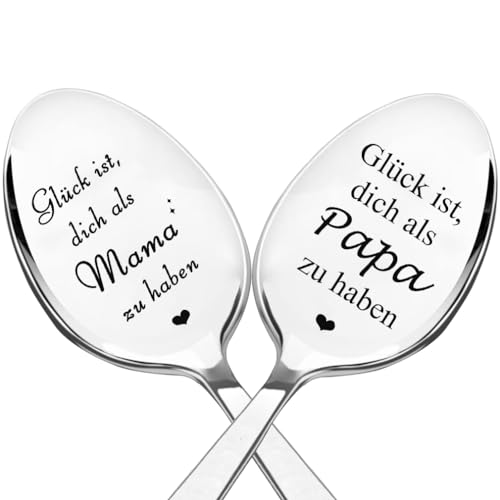 Edelstahl Löffel mit Gravur für Papa Mama, Geburtstags Geschenk für Papa, Mama, Kaffee Dessert Löffel Personalisiertes Geschenk für Papa, Mama von Zalingo