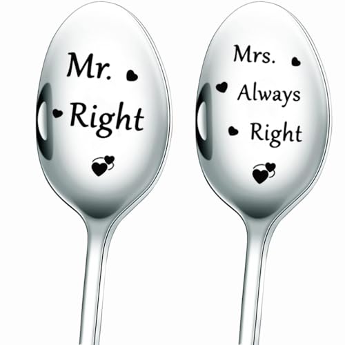 Mr. Right Mrs. Always Right Kaffeelöffel für Verlobung, Paare Geschenke für Hochzeitstag, Weihnachten, Braut, Bräutigam lustige Tee Löffel Geschenk von Zalingo