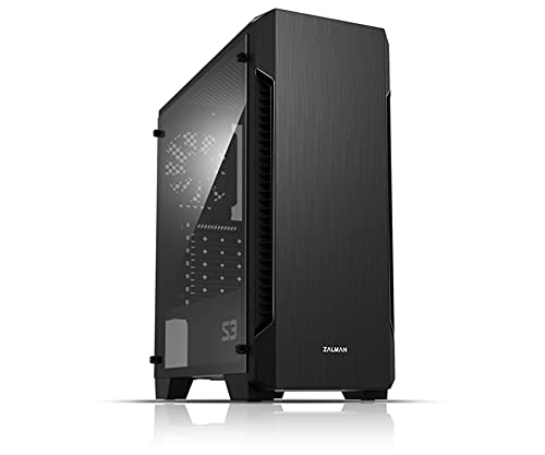 Zalman S3 PC Midi Tower ATX Gehäuse mit Lüfter, Gaming Gehäuse ATX Tower, PC Gehäuse Durchsichtig mit getönten Seitenteil aus Acrylglas, Schwarz von Zalman