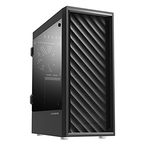 Zalman T7 PC Gehäuse Midi Tower ATX, Mesh Front 2xLüfter, Glas Seitenwand, Schwarz von Zalman