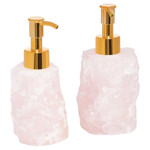 2pcs Seifenspender,Rosenquarz-Kristallstein-Spender,Badezimmerzubehör,Exquisites Erscheinungsbild,Drückendes Design,Für Flüssigseife,Lotion,Shampoo von Zalydala