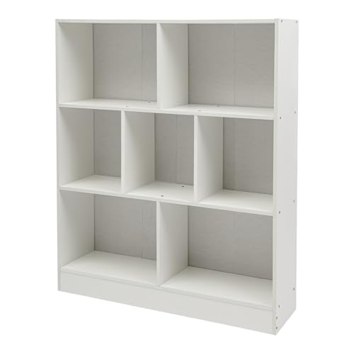 Bookshelf| Bücherregal mit 7 Fächern | 80x23x100 cm | Tragkraft 15-20 kg pro Fach | Aus Pressspan | Dunkle Eiche Optik | für Arbeitszimmer, Büros, Schlafzimmer, Bibliotheken, Lesesäle (Warmweiß) von Zalydala