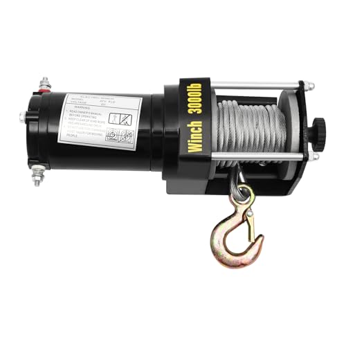 Elektrische Seilwinde,3000 lbs Elektrischer Windensatz,Elektrische Winde mit Kabelgebundener,Motor aus Reinem Kupfer,Schutzart IP54,Hochfester Stahl von Zalydala