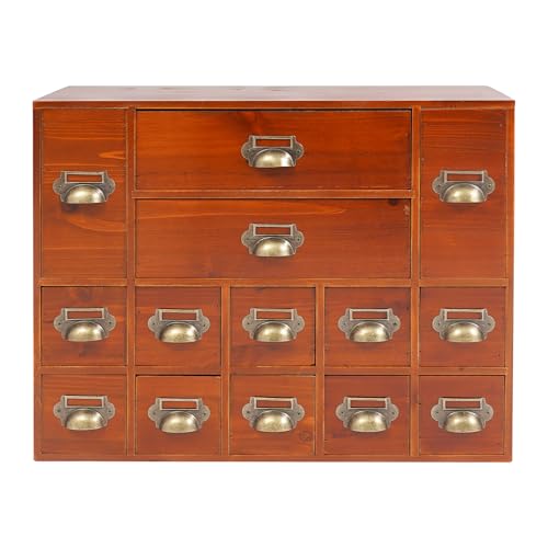 Schubladenschrank,Holz Schreibtisch-Organizer mit Schubladen,Tisch-Schubladen-Organizer,14 Schubladen in 3 Verschiedenen Größen,Vintage-Stil von Zalydala