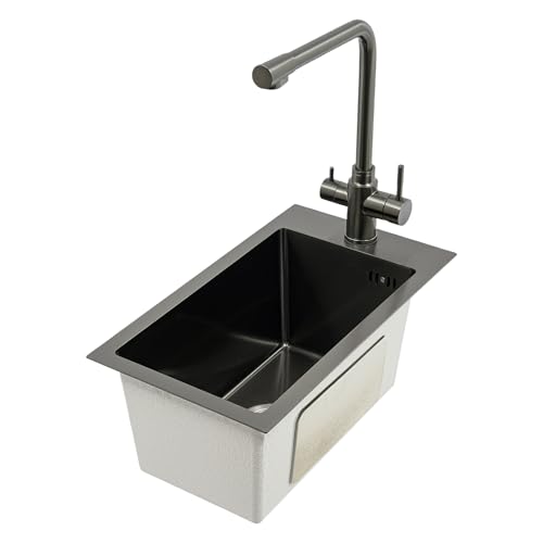 Spüle | Spülbecken |304 Stainless Steel Kitchen Sink | Black PVD Coating | Anti-Splash & Soundproof | Includes Faucet & Drain | Ideal for Homes, Cafes, Or Bars. von Zalydala