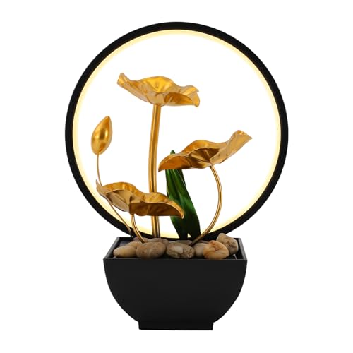 Tischbrunnen mit LED-Licht, moderner Zierbrunnen für Haus und Büro mit beruhigender Wassermelodie, entspannende Meditative Dekoration für Haus, Büro, Garten, Wohnzimmer von Zalydala