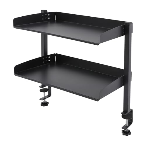 Tischregal | Schreibtischregal | Klemmbares Schreibtisch-Organizer-Regal |11kg Tragkraft pro Stufe | Verstellbar (0-45mm Tischstärke) (Schwarz, Abstand zwischen den Ebenen: 19,8 cm/7,8 Zoll, 2) von Zalydala