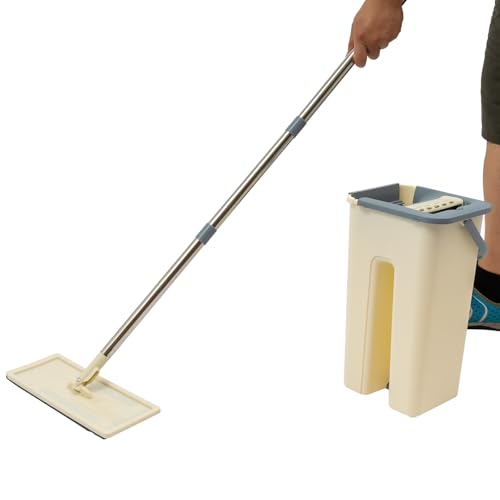 Wischmopp Set mit Eimer,360° drehbarer Moppkopf & 8L Zwei-Kammer-Eimer,Inkl. 10 Mikrofasertüchern,Für Boden- und Wandreinigung von Zalydala