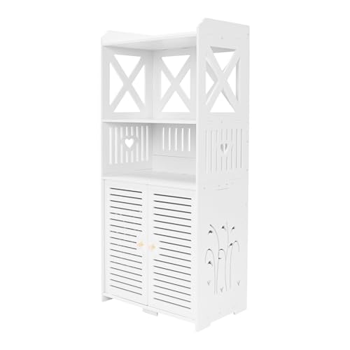 Zalydala Badezimmerschrank | 4-stöckiges PVC-Regal | 90cm Höhe | Feuchtigkeitsbeständig & belastbar | Für Bad, Küche & Wohnzimmer | Modernes Design von Zalydala
