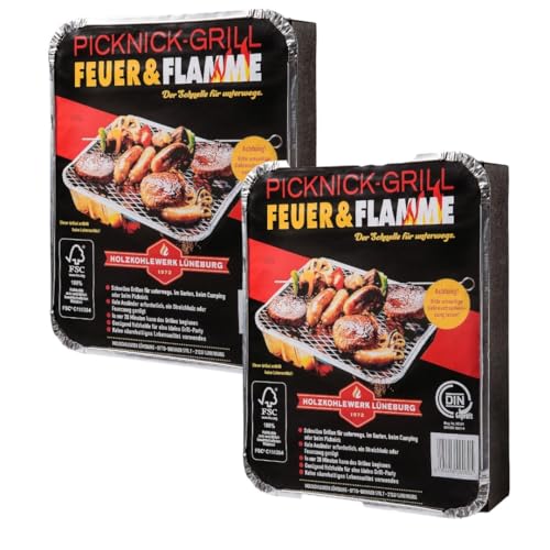 Feuer & Flamme Picknick & Einweggrill (2er Pack) von Zama4Zingo