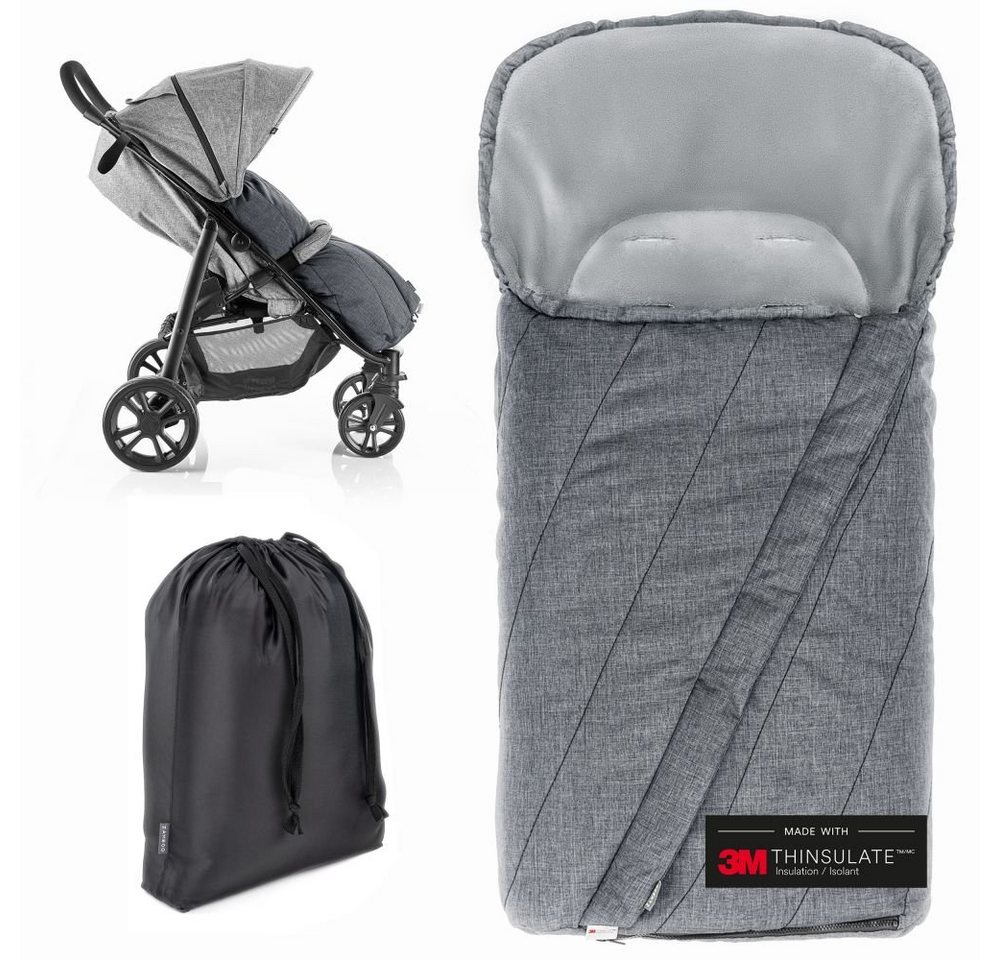 Zamboo Fußsack Deluxe - Melange Grau, Winter Fußsack 3M für Kinderwagen & Buggy leichter Baby Winterfußsack von Zamboo