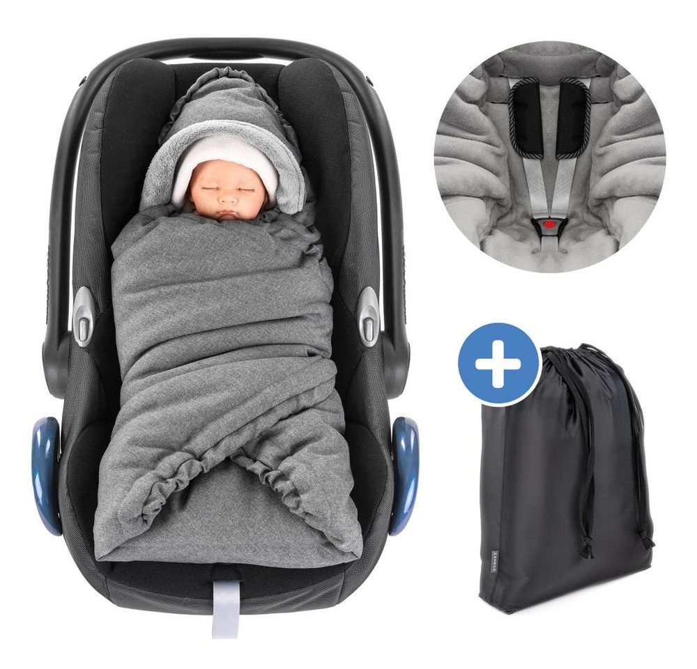 Zamboo Fußsack Grau, Baby Winter Einschlagdecke für Babyschale und Kinderwagen Babywanne von Zamboo