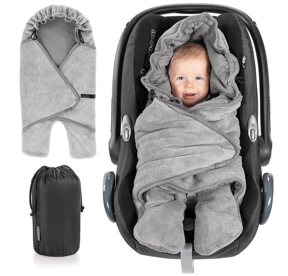 Zamboo Fußsack Grau, Baby Einschlagdecke Somner leichte Decke für Babyschale / Maxi Cosi von Zamboo