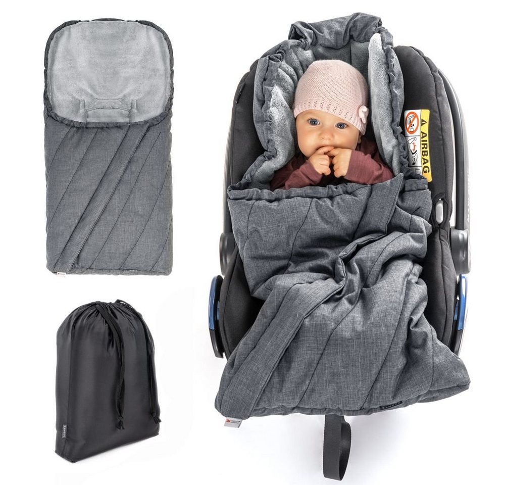 Zamboo Fußsack Grau, Baby Winter Fußsack 3M für Babyschale / Maxi Cosi - Winterfußsack von Zamboo