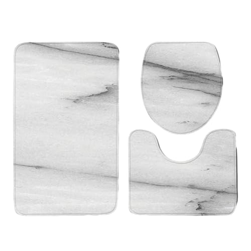 Zambuph 3 teiliges, langlebiges und leicht zu reinigendes Badezimmerteppich Set mit goldrosa Marmorkonturen, Matte aus Polyester, rutschfest, Y181009 C010 von Zambuph