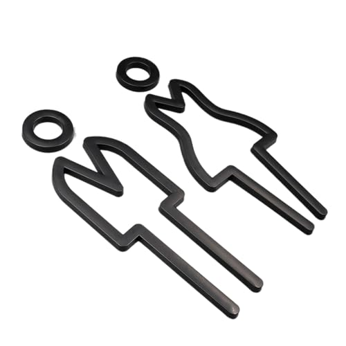 Zambuph Badezimmer WC Türschild, langlebiges Acryl für langlebige, einfach zu installierende Männer Frauen WC Schild Anzeige, Symbol, Schwarz (Typ 2) von Zambuph
