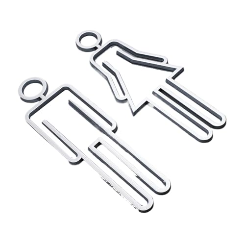 Zambuph Badezimmer WC Türschild, langlebiges Acryl für langlebige, einfach zu installierende Männer Frauen WC Schild Anzeige, Symbol, Silber (Typ 1) von Zambuph