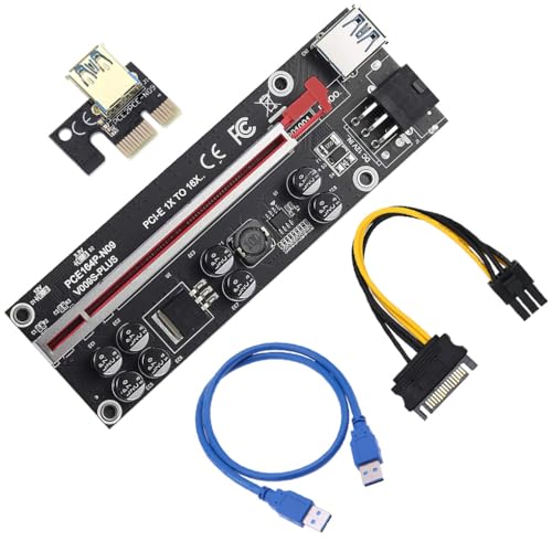 Zambuph PCI E 1x bis 6X USB 3.0 Extender Karte Tragbarer Computer Desktop PC Modul Komponentenadapter Elektrisches Zubehör, Roter Steckplatz Blaues Kabel von Zambuph