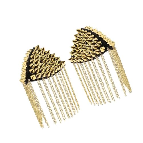Zambuph Punk Stil Quaste Epaulet Brosche zum Nähen und DIY Kleidung Epaulette Legierung Schulter Niete Metall Jacken Nicht verformbar, Gold, 11 x 12 x 5 cm von Zambuph