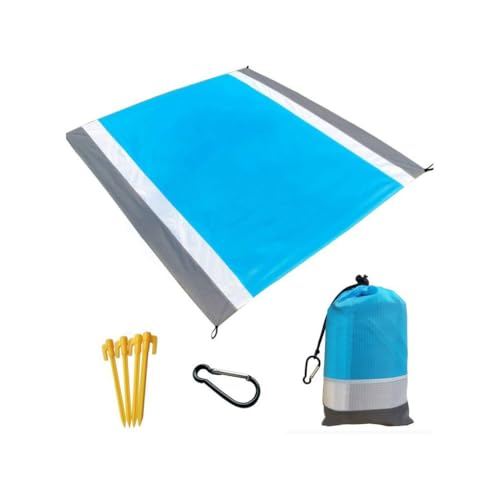 Zambuph wasserdichte Stranddecke Picknick Sanddichte Matte Tragbare Outdoor Wandern Reise Gras Rasen Urlaub Kinder Game Pad, Grau Weiß Blau von Zambuph