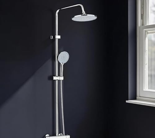 Duschsystem mit Thermostat Chrom Duscharmatur Komplettset mit 3 Strahlarten Regendusche mit Wandhalterung und Duschkopf-Duschpaneel Duschsäule Duschset für Heimische Badezimmer von Zamery