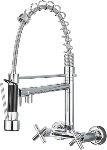 Wasserhahn Küche Wandmontage Küchenarmatur Chrom 360° drehbar Mischbatterie Wand Hoch Gebogen Küchenarmatur Ausziehbar Wasserhahn Küche Wandmontage Küchenarmatur Chrom 360° drehbar Mischbatterie Wand Hoch Gebogen Küchenarmatur Ausziehbar von Zamery