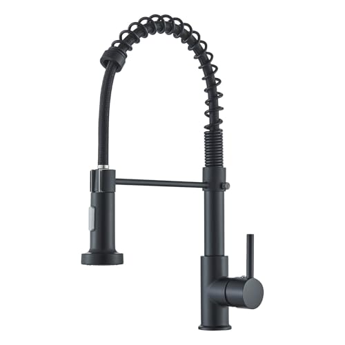 Zamery Schwarz Wasserhahn Küchenarmatur Hochdruck mit Herunterziehen Brause Mischbatterie Küche mit 2 Strahlarten Küchenarmaturen 360° schwenkfunktion zusätzliche mischdürse von Zamery