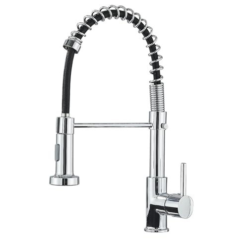 Zamery Wasserhahn Küchenarmatur Hoher Bogen Hochdruck mit Herunterziehen Brause Armatur Mischbatterie Spültischarmatur Küche Küchenarmaturen 360°Schwenkbar Polierter Chrom von Zamery