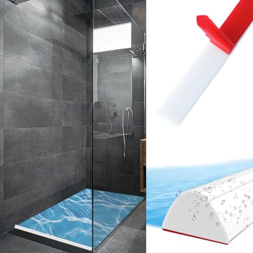 Zamety 100CM Schwallschutzleiste Dusche Silikon Selbstklebend Wasserstopper Duschdichtungen für Duschtüren Weiß Duschdichtung Gebogen für Bad und Küche von Zamety