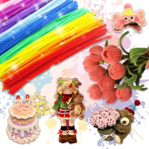 Zamety 200 Stück Pfeifenputzer zum Basteln Set, Chenilledraht Bunt, 6 mm x 30 cm Pfeifenputzer, Pfeifenreiniger zum Basteln, Pipe Cleaner für Kinderbasteleien und Weihnachtliche Basteldekorationen von Zamety
