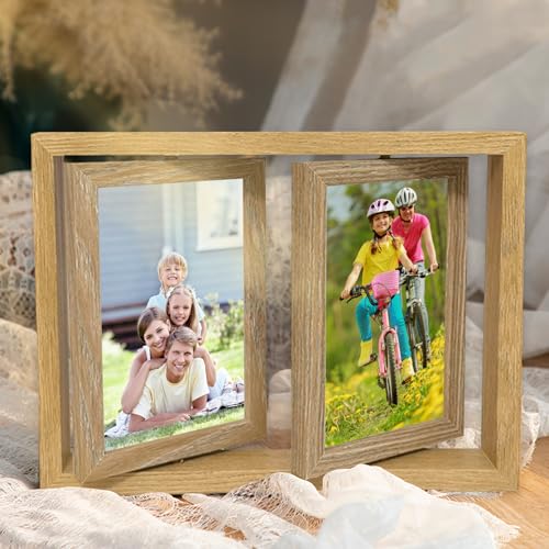 Zamety Bilderrahmen Collage, Holz Bilderrahmen 10x15, Doppelseitig Fotorahmen für 2 bis 4 Fotos, Drehbarer 360° Picture Frame, Kreativer Photo Frame für Büro, Familie, Hochzeit oder Jahrestag Zamety Bilderrahmen Collage, Holz Bilderrahmen 10x15, Doppelseitig Fotorahmen für 2 bis 4 Fotos, Drehbarer 360° Picture Frame, Kreativer Photo Frame für Büro, Familie, Hochzeit oder Jahrestag von Zamety