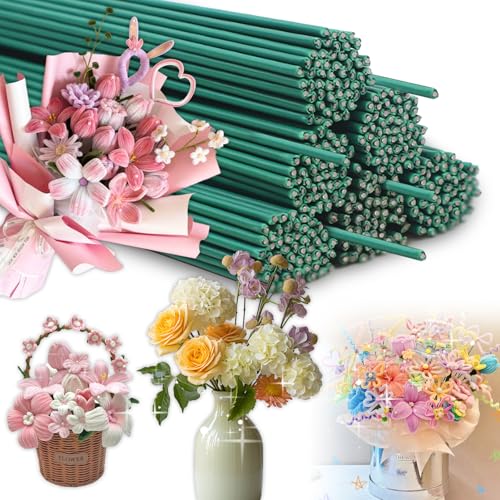 Zamety Blumendraht Grün, 100 Stück Blumendraht, 30cm Länge Floristendraht, 2mm Steckdraht, Drahtstäbe Grün Stange für DIY Blumenbouquets, Blumenarrangements und Handwerk von Zamety