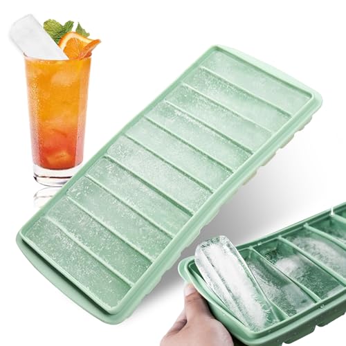 Zamety Eiswürfelform Silikon, Eiswürfelform mit Deckel, Lange Silikon Eiswürfelform, Wiederverwendbare Eiswürfelform, Ice Cube Tray für Frozen Drinks, Whiskey und Cocktails, 10-Fäche von Zamety