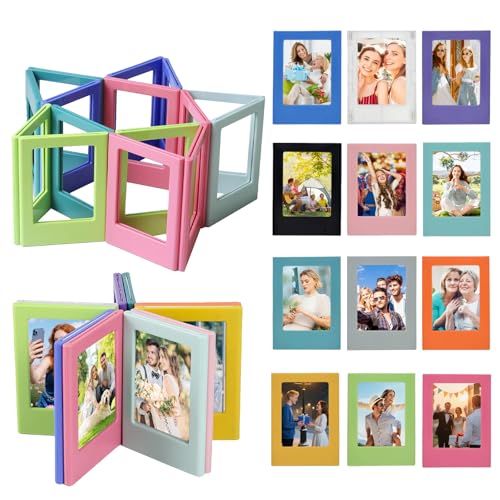 Zamety Magnetische Bilderrahmen, 12 Stück Mini Fotorahmen, Buntes Magnet Bilderrahmen, 3-Zoll Magnetbilderrahmen, Kreative DIY Picture Frame Veränderbare Kombination für Kühlschrank Desktop, 12 Farben von Zamety