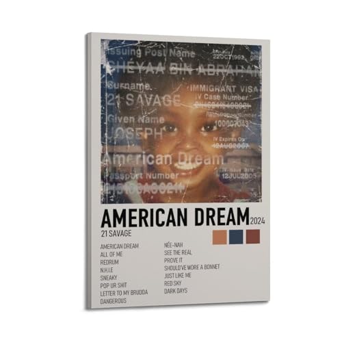 Zamm American Dream Leinwand-Poster, Wandkunst, dekoratives Gemälde, Schlafzimmer, Poster, 20 x 30 cm, Rahmenstil von Zamm