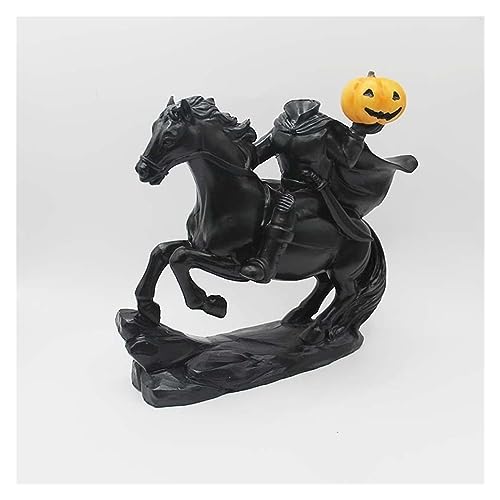 ZamoUx Sleepy Hollow Kopfloser Reiter Statue Dekor Horror Kopfloser Reiter Halloween Dekor Skulptur Handgefertigte Harzornamente Figuren for Zuhause Innen Büro Desktop Dekorationen (Color : Black 03) von ZamoUx