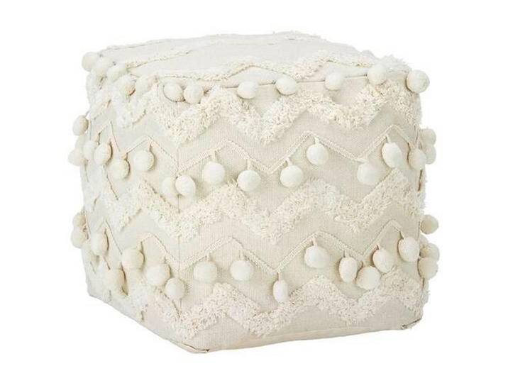 Pouf POMPOM Pompom in Creme ca. 45x45x45cm von Zandiara