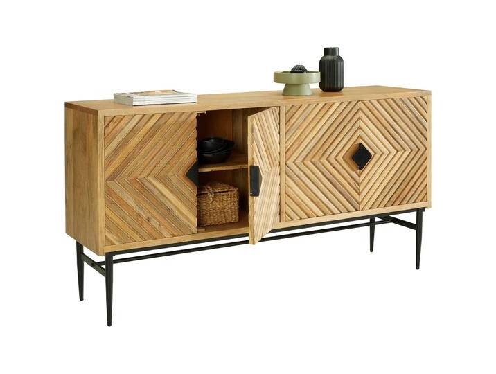Sideboard Gatsby Hellbraun/ Schwarz ca. 175x90x45cm von Zandiara