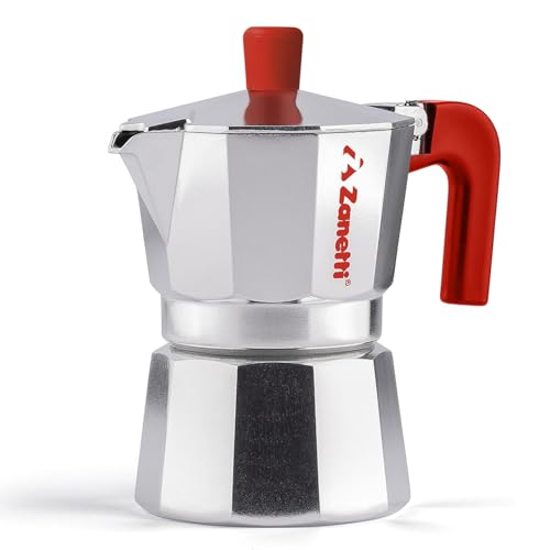 Zanetti, Mama Red Edition, Espressokocher aus Aluminium, Kaffeemaschine für 6 Tassen, Espressokocher mit Anti-Tropf-System, Silikondichtung, ergonomischer Griff, Farbe Rot von Zanetti
