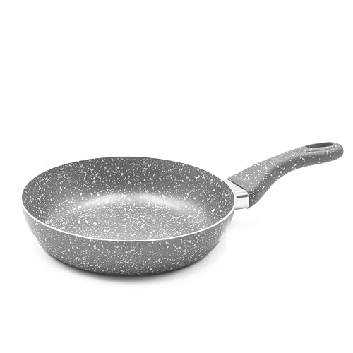 Zanetti Stone Seltene Bratpfanne mit Antihaftbeschichtung aus Aluminium, Soft-Touch-Griff, hohe Widerstandsfähigkeit, 24 cm Durchmesser, Farbe Grau, Made in Italy von Zanetti