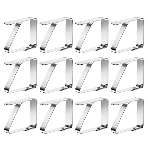 Zanfqvo 12 Stück Tischtuchklammern Edelstahl, Tischdeckenklammern, Tischabdeckungsklemmen, Tischdeckenhalter, Tischdecke Clips, Tischklammern für Picknicks, Partys, Hochzeiten, Abendessen von Zanfqvo