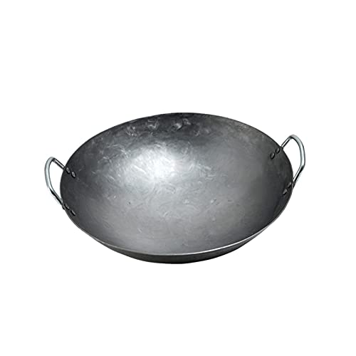 Zanotva Chinese wok, wokpfanne, Traditioneller Handgehämmerter Wok Aus Raffiniertes Eisen Mit Zwei Griffe Und Chinesische Eisen Woks (Rundboden) (Size : 34cm/13.3in) von Zanotva