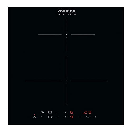 Zanussi ZITN323K Induktionskochfeld, 2 Kochzonen, 29 cm, taktile Frontbedienungen, rahmenlos, PowerBoos-Funktion, Pause und Sicherheitsverriegelung, Timer mit akustischem Alarm, schwarzes Glas von Zanussi