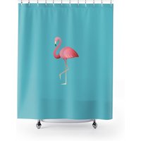 Flamingo - See Leben Haus Kabine Dekor Hellblau Duschvorhang von ZanyOnline