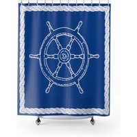 Schiffsrad - Helm See Leben Lake House Kabine Dekor Royal Blue Duschvorhang von ZanyOnline